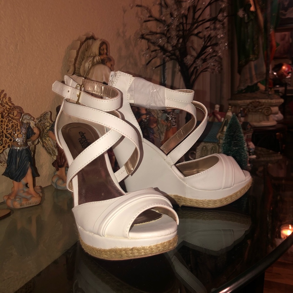 White Wedge Heels